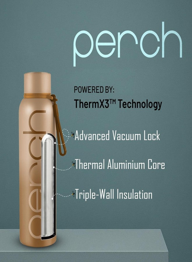 Perch Zion Hot and Cold Steel Water Bottle 720 ml, ISI Certified, Vacuum Insulated | for School, Gym, Office, Home | Leak Proof, BPA-Free | Flask for Kids, Men and Women | Beach Brown - Image 4